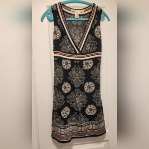 Max Studio Charcoal and Cream Floral Dress